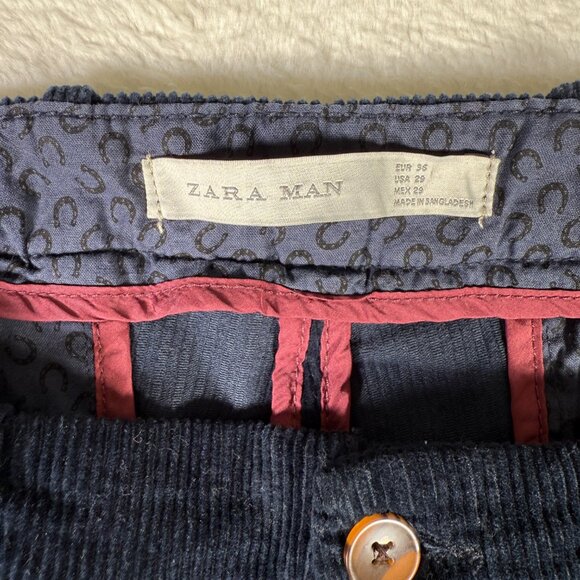 Zara Man Mens Blue/Navy Corduroy Pants Tapered Straight Leg Size 29 - Picture 2 of 7